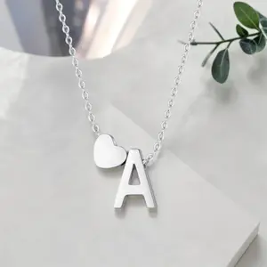 1 Piece Fashionable and Simple Stainless Steel Heart-shaped Letter Pendant Necklace Suitable for Women's Jewelry Gifts with European and American Temperament