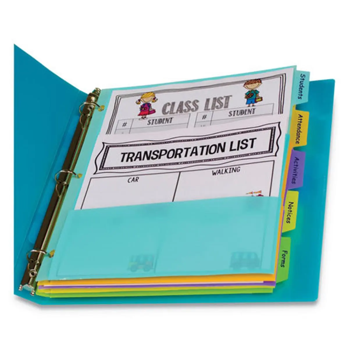 C-Line Products CLI07650 5-Tab Index Dividers with Multi-Pockets, Assorted Colors, Customizable for Ring Binders to Label Each Section and Organize Pages