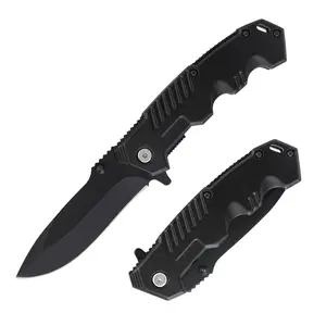 Folding Pocket Knife, 58-60HRC High Carbon Steel Blade with Black PVD Coating, Aluminum Handle with Line Lock, Ball Bearing EDC Knife for Hiking, Camping, Outdoor Survival and Daily Carry