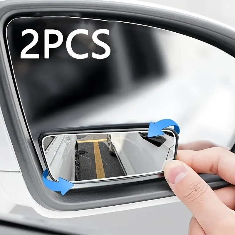 Car Blind Spot Mirrors, Automotive 2 Rectangular Universal Front Mount, Adjustable Wide Angle Side Rear View Mirror, Fits Multiple Car Models