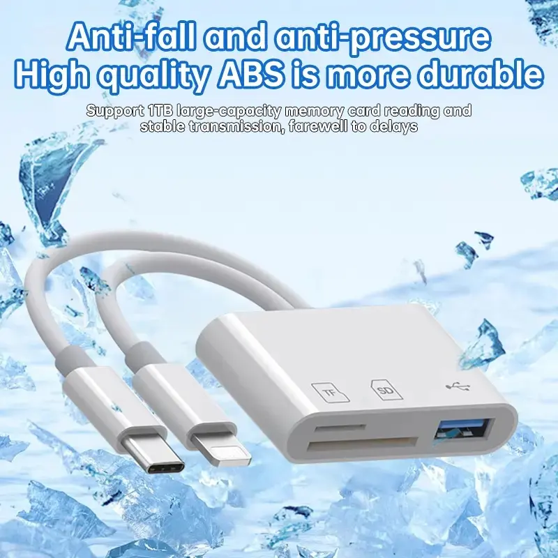 4 in 1 Memory Card Reader USB OTG Adapter SD Card Reader for iPhone iPad USB C A Devices Micro SD SDHC SDXC MMC Fast Transfer Speed Plug and Play Wireless Practical Party Gifts for Gifting and Daily Use