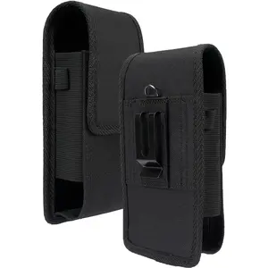 Harness Case for Zebra TC77 Scanner, Nakedcellphone Black Rugged Canvas Pouch Vertical Holster Holder Metal Clip and Secure Belt Thread Magnetic Closure for TC75 TC72 TC70 TC70X TC51 TC56 TC52 TC57