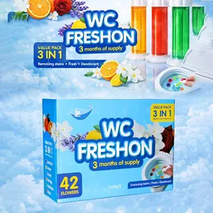 42 Flowers Toilet Gel Stamp 3-stickss | 6 Fresh Scents | Long-Lasting Deodorizing Bathroom Cleaner