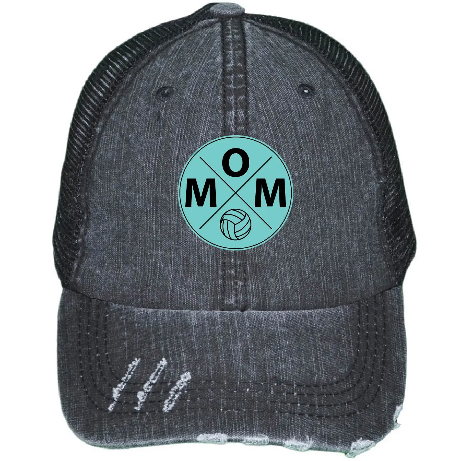 Volleyball Mom Hat, Custom Leather Patch Cap, Personalized Game Day Trucker Hat, Sports Mom Gift, Custom Team Mom Cap