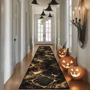 Modern Luxury Marble Pattern Kitchen Runner Rug, Contemporary Rugs, 1 Count Non-slip Soft Comfortable Floor Mat, Decorative Carpet for Home Kitchen Living Room