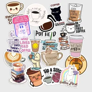 Sticker Pack 20 Coffee Lover Sticker Cafe Aesthetic Vinyl Decal for Laptop Mug Cozy Coffee Design for Daily Routine and Coffee Fans