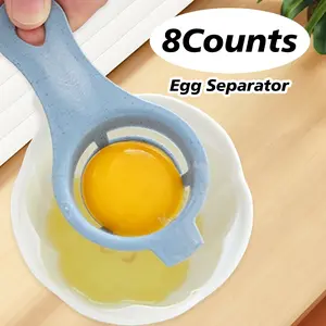 8 Counts Egg Yolk White Separator, Random Color Egg White Separator with Smooth Edges