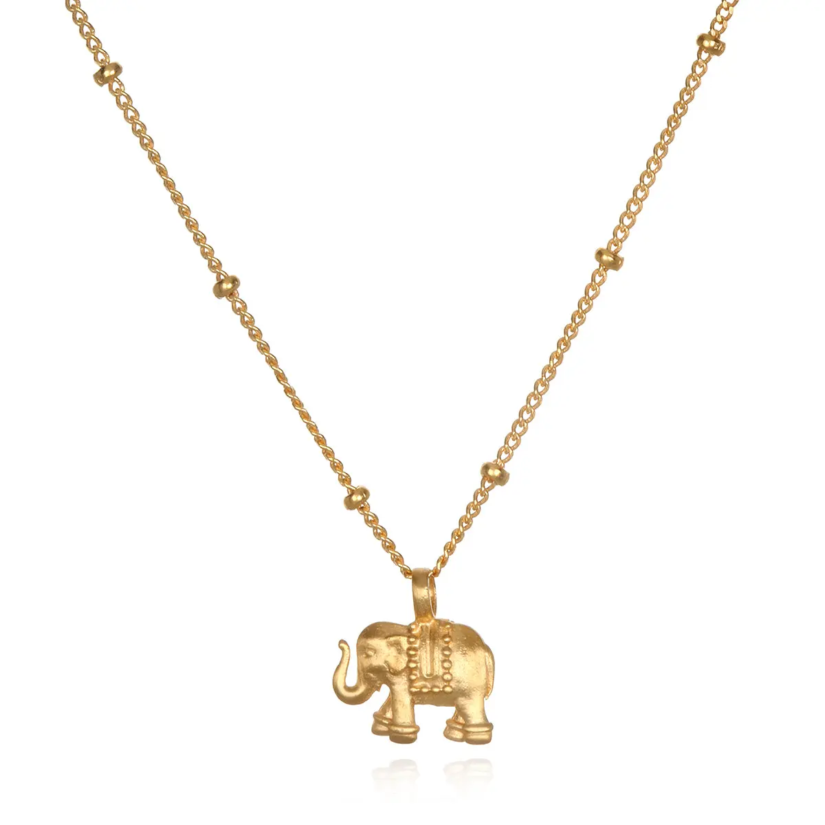 Unisex 24KG Gold Chain Necklace with Elephant Design Pendant - Strength Stand Detail, 16'' with 3'' Extension, Versatile Everyday Wear Fashion Costume Jewelry for Wisdom