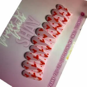 Valentine Press On Nails - Red Heart Design, Perfect for Valentine's Day, Easy to Apply, Stylish and Trendy