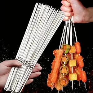 25/40pcs Durable Stainless Steel BBQ Skewers with 1 Tube Storage, Reusable And Easy to Clean for Outdoor And Indoor Grilling Parties Barbecue Utensils Barbecue Accessories BBQ Tools
