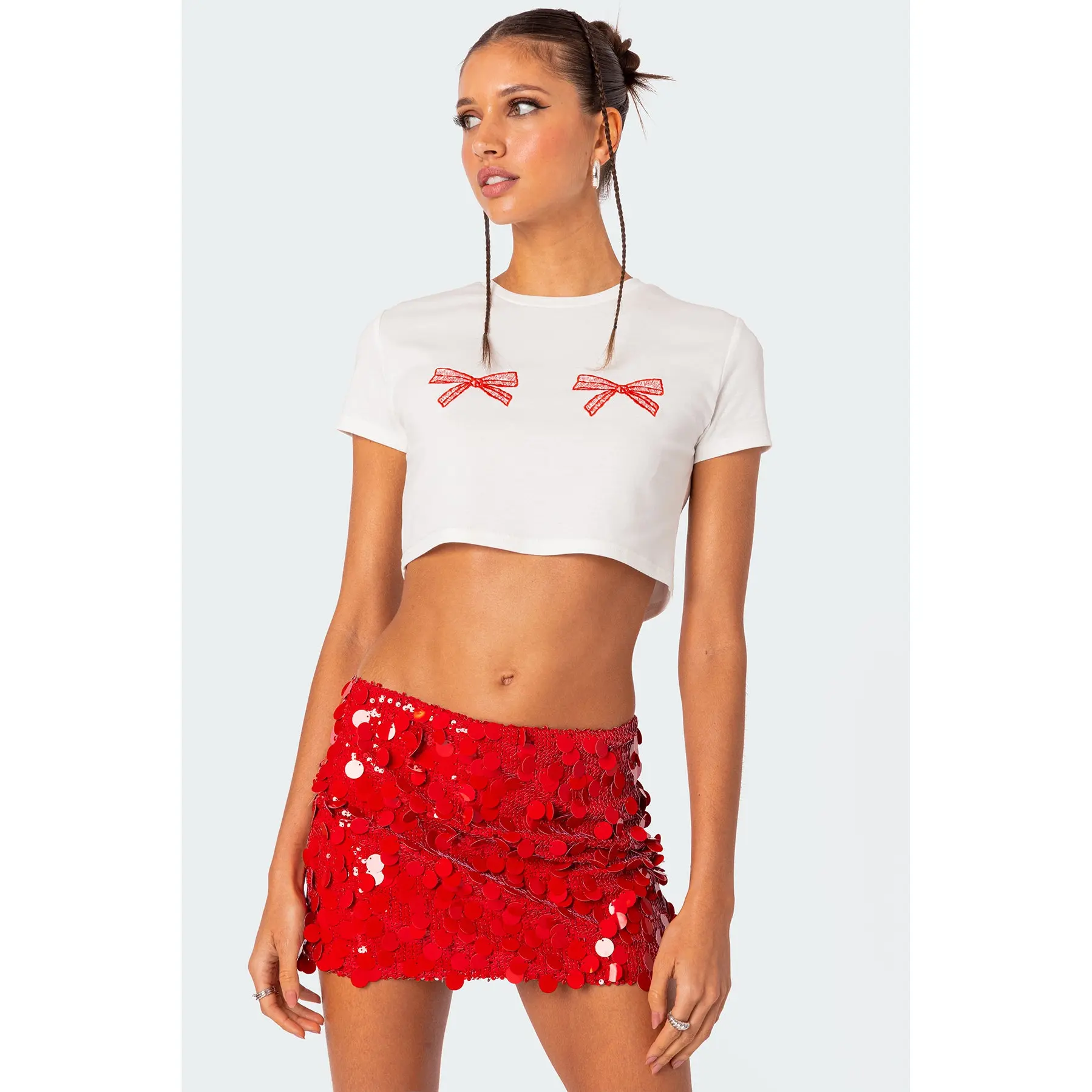 Bowie Embroidered Cropped T Shirt