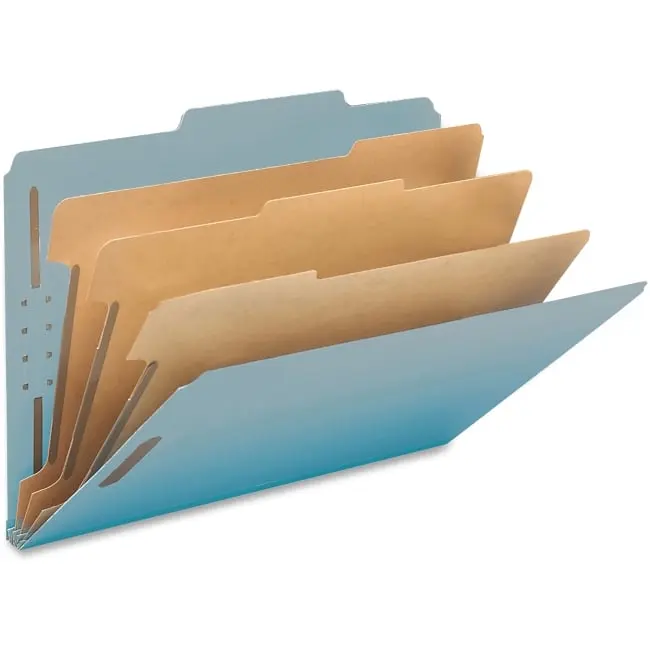 Smead Sturdy Pressboard Letter-Size Classification Folders, 3 Dividers, 1 in. Twin-Prong Fasteners, 2 in. Prong-Style Fasteners, 2/5-Cut Right of Center Tabs