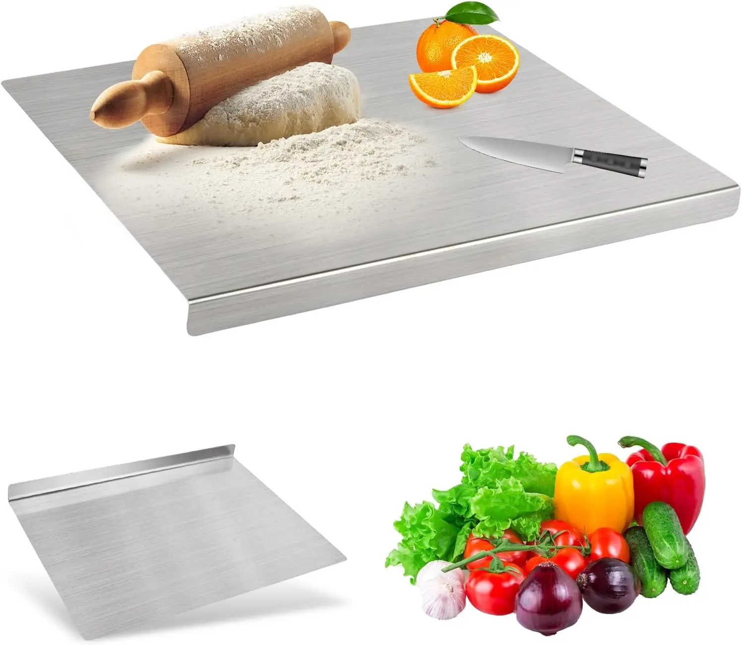 3pcs Food Grade Stainless Steel Cutting Boards - Non-slip, Easy To Clean, Durable for Household Kitchen Prep, Steel Cutting Boards for Kitchen