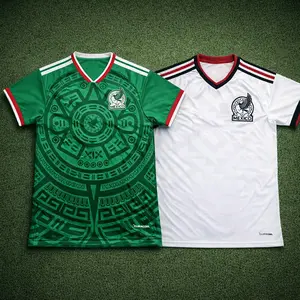 Mexico Soccer Jersey Embroidered Logo Jersey, Aztec Calendar Football Shirt, Green Mexico Fan Jersey, Custom Embroidery Foothball Jersey