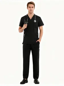 2Pcs Comfortable Mens Scrubs Set Durable Essential Workwear Breathable M-edical Uniforms For Healthcare Professionals Medical Uniforms Menswear