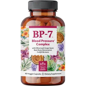Vital Creek BP-7 Blood Pressure Complex (with Olive Leaf, Grape Seed, Black Garlic, CoQ10, Resveratrol and more)
