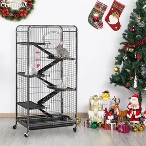 Yaheetech 52-inch Ferret Cage 6 Level Metal Rat Cage with 3 Front Doors/Feeder/Wheels Small Animal Cage for Ferret/Chinchilla/Bunny/Rabbit/Squirrel Yaheetech 52-inch Ferret Cage 6 Level Metal Rat Cage with 3 Front Doors/Feeder/Wheels Small Animal Cage for Ferret/Chinchilla/Bunny/Rabbit/Squirrel