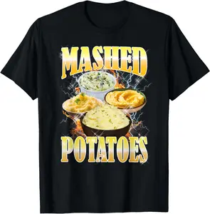 100% Cotton Thanksgiving Mashed Potatoes Bootleg 90's Rap Rock Vintage T-Shirt