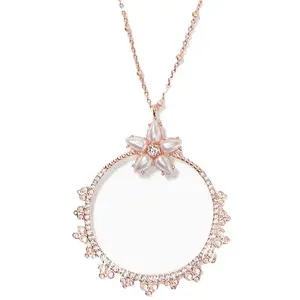 Kate Spade New York Mini Pendant Rose-Gold Chantilly Charm Necklace Glass Stones Jewelry