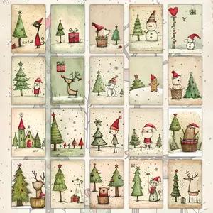 20-Piece Christmas Card Set with Reindeer & Snowman Designs, Perfect Holiday Greeting Cards Made of Paper, Ideal Christmas Gift Idea