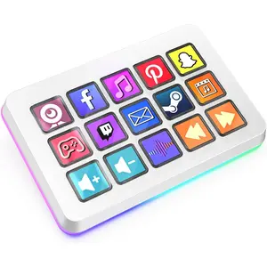 FIFINE Gaming Controller with 15 Shortcuts for OBS Streaming Studio with Macro , Trigger Actions, PC Media RGB Controller for Content Creation/Office Work-D6 White