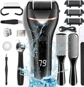 Electric Callus Remover for Feet with 3 Roller Heads 2 Speed Rechargeable Waterproof Professional Pedicure Kit 17 in 1 Foot File Tools Perfect for Dead Hard Cracked Dry Skin