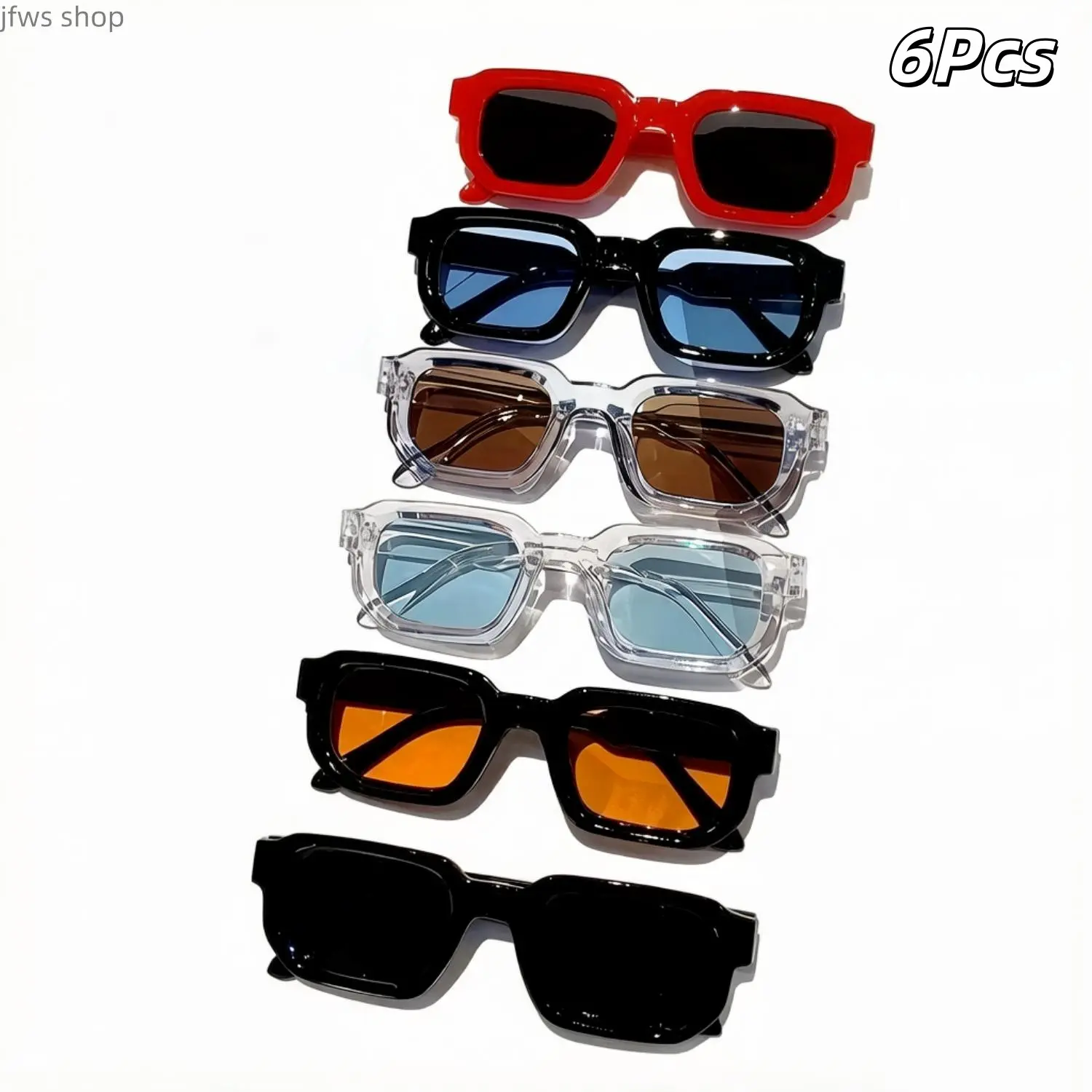 6-Pack Vintage Rectangular Sunglasses for Men, UV400 Protection Retro Eyewear, Luxury Frame Design for Daily Casual Outdoor Use, Trendy Rectangle Sunglasses, Eyewear Fashion, Retro Shape Women's Sunglasses homedecor