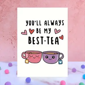 1pc, Best Friends Birthday Gift Card, Sisters Friendship Greeting Card + Envelope, Miss You Cards, Support Cards, Wish Cards, Perfect For Family And Friends, Funny Cards, Positive Message Card, 6.3*4.33In With Envelope, Birthday Gift