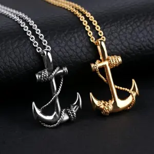 Unisex Punk Style Custom Boat Anchor Pendant Necklace with Stainless Steel, Wear-Resistant, Fade-Resistant Chain – Trendy Fashion Jewelry for Daily Commuting, Anniversary Gift