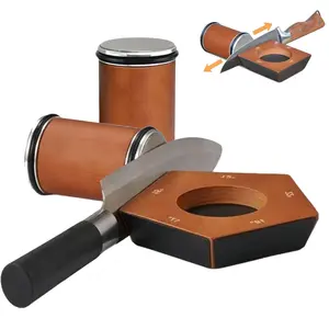 Rolling Knife Sharpener Set, 15°20° Kitchen Knife Magnetic Rolling Knife Sharpener, Diamond Sharp Curve Knife Sharpener, Wooden Handle Sharpening Stone, Diamond Ceramic Knife Sharpening Set for honing knives sharpening Kitchen Gadgets Steel Kitchenware