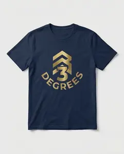 masonic 3 Degrees Apparel, Navy Blue Gold Graphic Tee I Military Chevron Logo T-shirt I Unisex Streetwear Premium Cotton Crew Neck, Badge, Menswear, Shortsleeve, Metallic