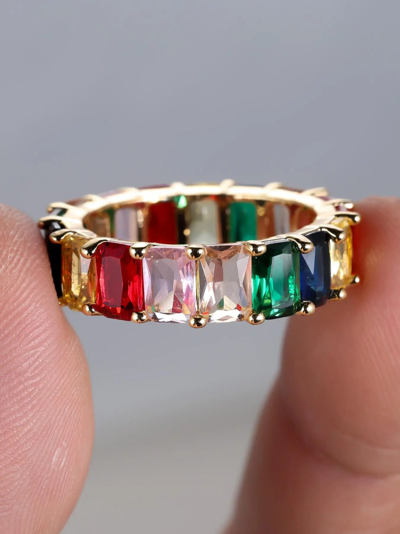 Fashion Colorful Artificial Gemstone Decorated Ring, Elegant Women's Exquisite Trendy Ring for Party, Daily Clothing Decor, Trendy All-match Jewelry for Birthday Gift, Beautiful Rings