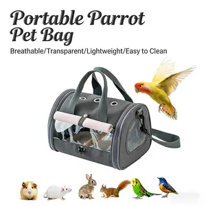 Bird Travel Carrier Cage with Perch Stand, Switchable Curtain, Breathable Parrot Carry Cage, Ideal for Outdoor Adventures, Parakeet Cages