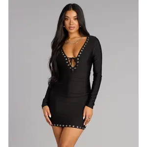 Bold Look Long Sleeve Bodycon Mini Dress