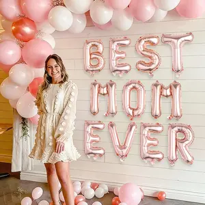 Mother's Day Banner Balloon Set, Includes 16 Inch Letter Balloons, Best Mom Ever, Perfect for Mother's Day Party Decorations