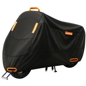 Ugne Waterproof Motorcycle Cover Outdoor Motorbike Scooter & Moped Cover with Reflective Strips, Lock Holes & Buckles, Sunproof Rainproof Dustproof