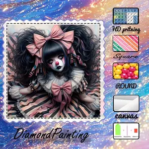 5D-DIY, high-grade velvet canvas, diamond art, diamond painting kit, bow, curly hair, striped skirt. AB diamonds, fairy dust diamonds, crystal diamonds, perfect home decoration, handmade diamond art painting kit, special craft diamond art kit, Handcraft.