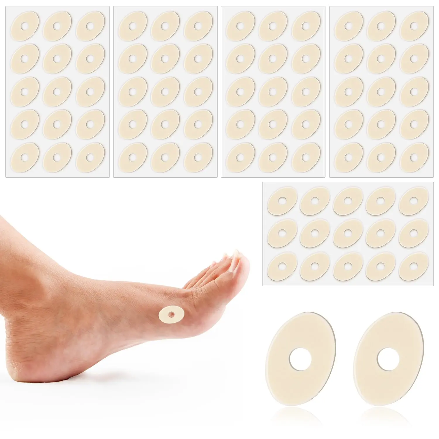 75pcs Corn Cushions, Corn Pads for Toes Latex Sponge Foot Callus Pads Self-Adhesive Foot Care Cushions Protectors for Men Women Feet Toes (Small Oval)
