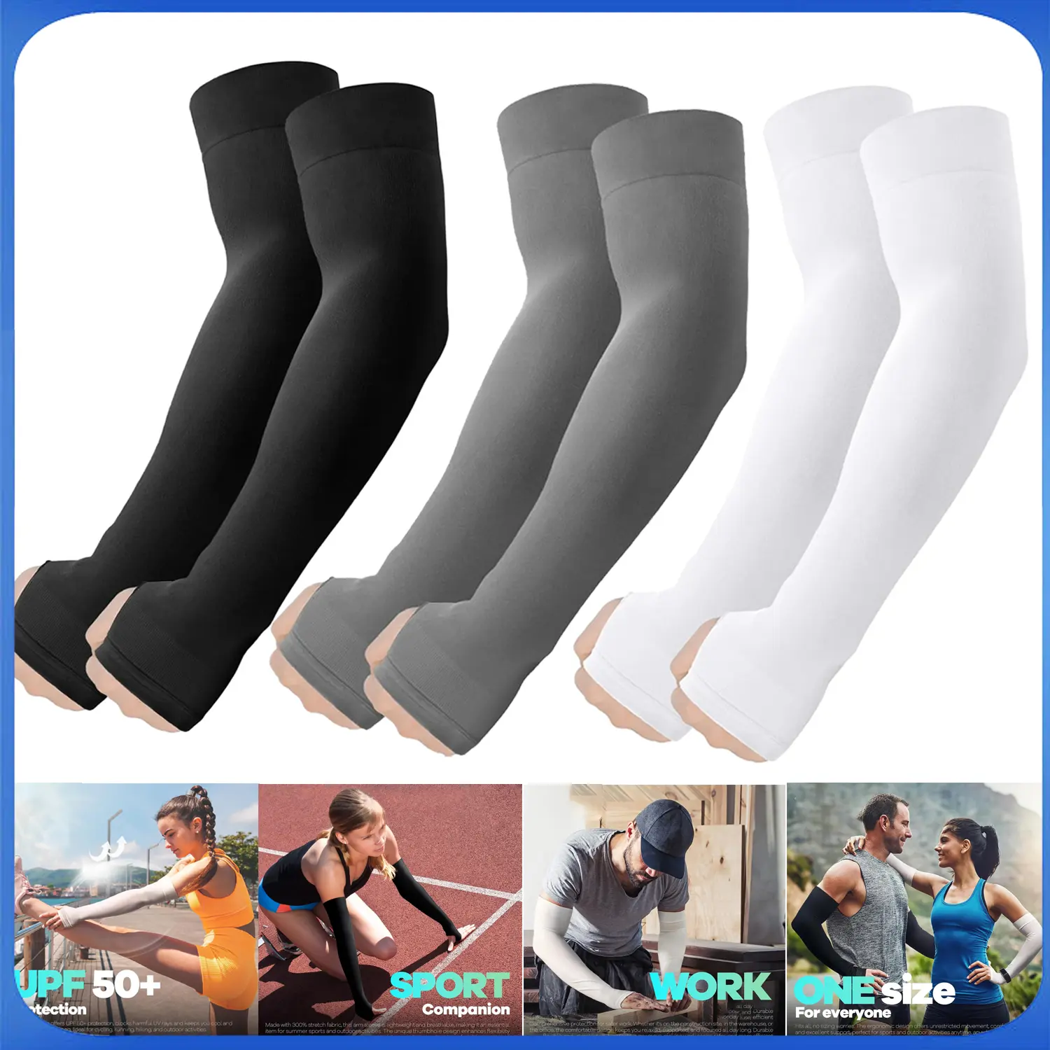 Cooling Arm Sleeves with Thumb Holes, UPF 50+ UV Protection, Lightweight Compression Outdoor Arm Cover for Sports & Tattoos, Arm Sleeves Cover, Outdoor Arm Sleeve