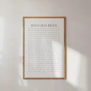 Matthew 28:1-10, Jesus Has Risen Wall Art, The Easter Story Poster, Easter Bible Verse Wall Art, Easter Scripture, He is Risen Print