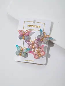 5 Pcs Set, Gradient Color Butterfly Metal Hair Clips, Sweet and Elegant Bangs Hair Accessories, Ideal for Outing, Dating, Festivals