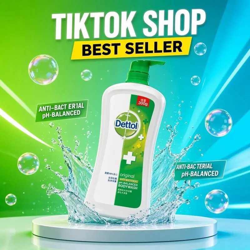 Dettol Original Anti Bacterial Body Wash & Shower Gel Pine Scent 900ml Large Bottle for Gentle Cleansing