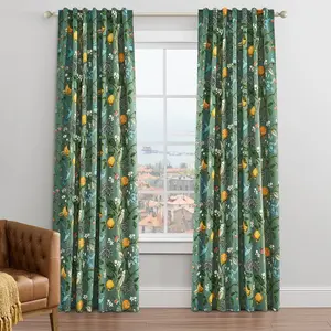 Topfinel Sage Green Vintage Curtains 84 Inches Long, Rod Pocket Back Tab Floral Hummingbird Patterned Blackout Drapes for Living Room Bedroom 2 Panels