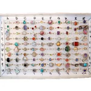 Live Jewelry C: Silver Rings Moonstone Whimsical Witchy 925 Sterling Round Gemstone Polished Crystal & Gemstone Rings