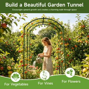 Heavy Duty 20mm Large Diameter Metal Cucumber & Loofah Trellis, U-Shape Garden Arch for Raised Bed, Climbing Vegetable Plant Support