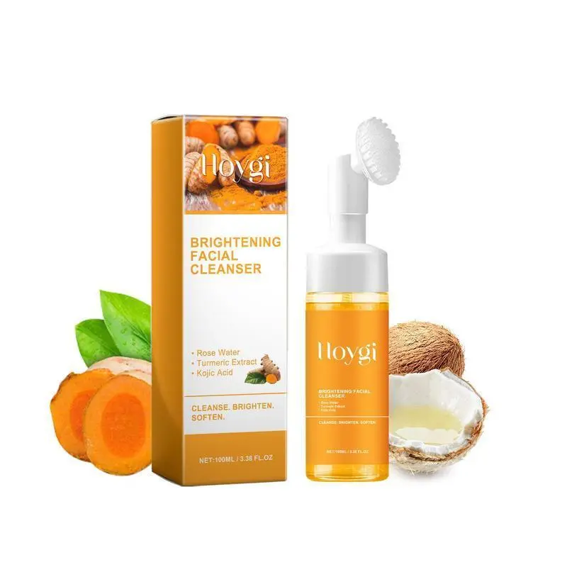 Turmeric Face Cleanser, Gentle Moisturizing Hydrating Exfoliating Cleansing Facial Wash, Suitable for Acne, Pimples, Blackheads, Oily Skin Moisture, Daily Skincare, Hydrate, Foaming Facial Cleanser