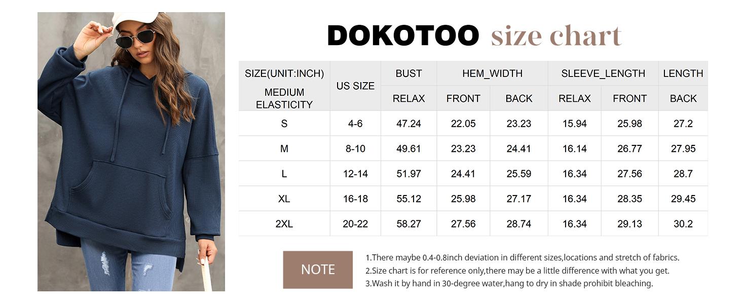 Dokotoo Oversized Hoodies for Women Casual Long Sleeve Waffle Knit Drawstring Side Slit Pullover Sweatshirts with Pocket Dokotoo Oversized Hoodies for Women Casual Long Sleeve Waffle Knit Drawstring Side Slit Pullover Sweatshirts with Pocket