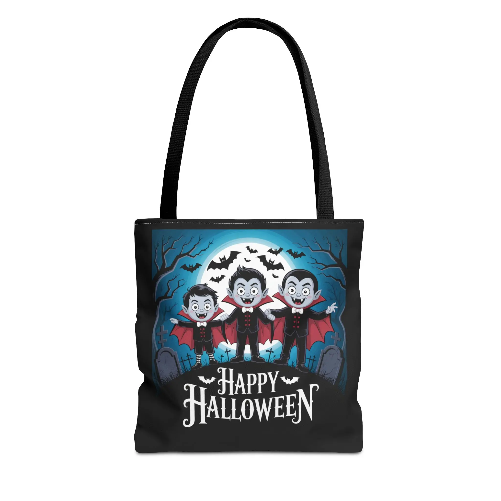 Halloween Vampire Tote Bag | Spooky Bag for Trick or Treating, Halloween Gift, Everyday Use, AOP Design