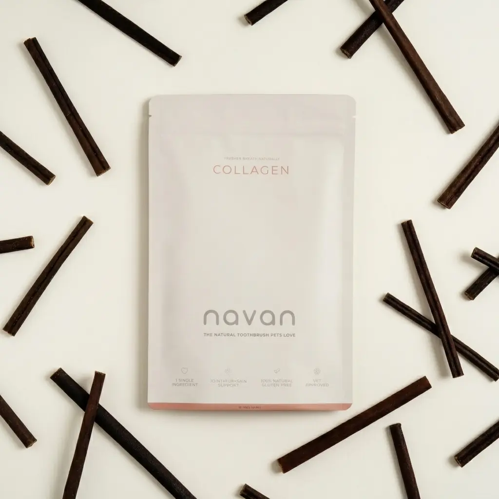 NAVAN Beef Collagen Dog Chews | 100% Natural Single-Ingredient | Human-Grade Pure Beef Collagen | Joint, Skin & Coat Support | Long-Lasting Dental Chew