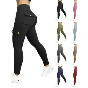 Women's Butt-Lifting Leggings, with Pocket, High-Waist Tummy Control Workout Cargo Leggings Yoga Pants-J
